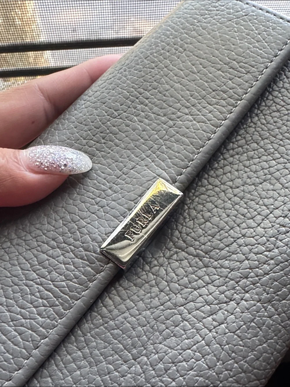 Furla Pebbled Leather Wallet in Gray